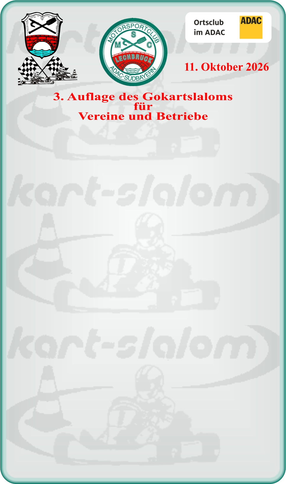 3. Auflage des GokartslalomsfürVereine und Betriebe 11. Oktober 2026