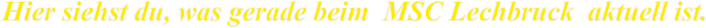 Hier siehst du, was gerade beim  MSC Lechbruck  aktuell ist.